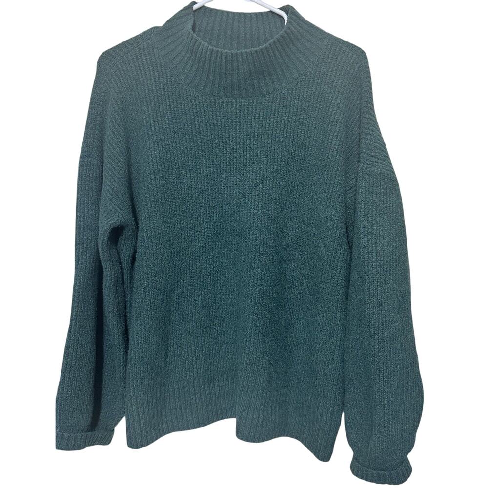 Goodthreads Wool blend Sweater Men's Large forest green mock neck Pullover Cabin
